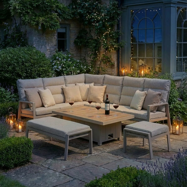 Valencia Reclining Corner Dining Set with Rising Table - Latte