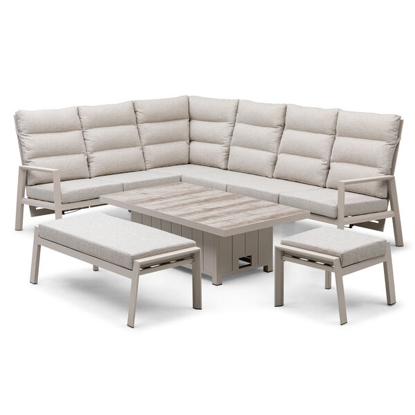 Valencia Reclining Corner Dining Set with Rising Table - Latte