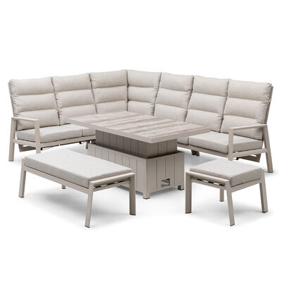 Valencia Reclining Corner Dining Set with Rising Table - Latte