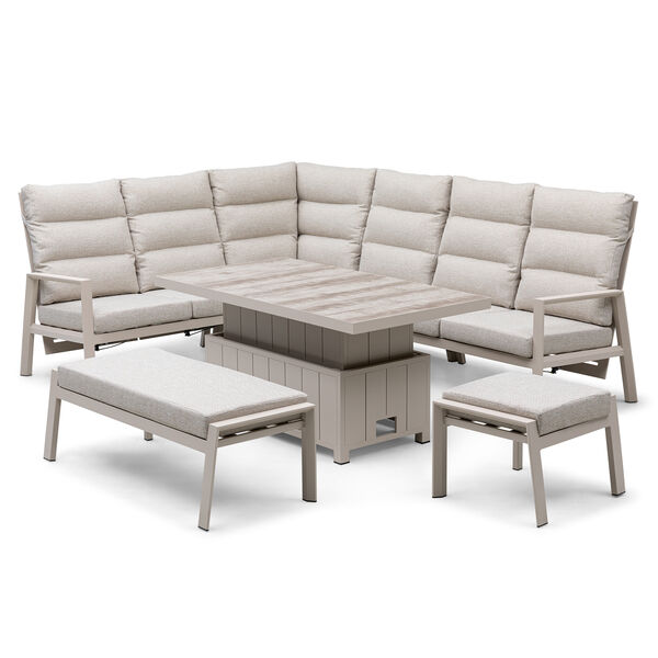 Valencia Reclining Corner Dining Set with Rising Table - Latte