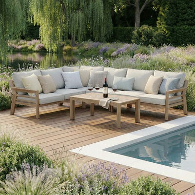 New York Corner Sofa Set - Wood Effect