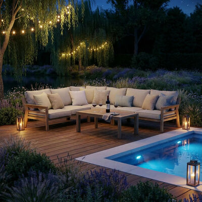 New York Corner Sofa Set - Wood Effect