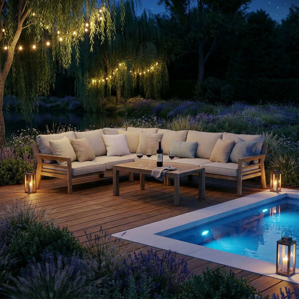 New York Corner Sofa Set - Wood Effect
