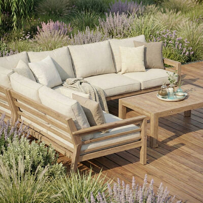 New York Corner Sofa Set - Wood Effect