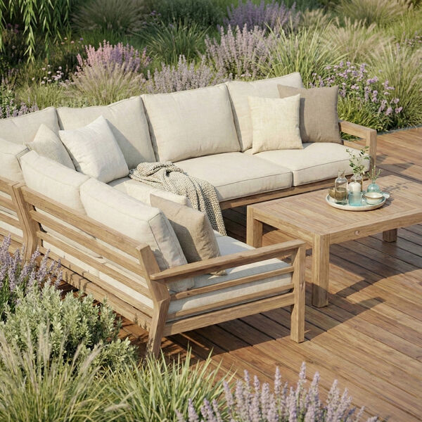 New York Corner Sofa Set - Wood Effect