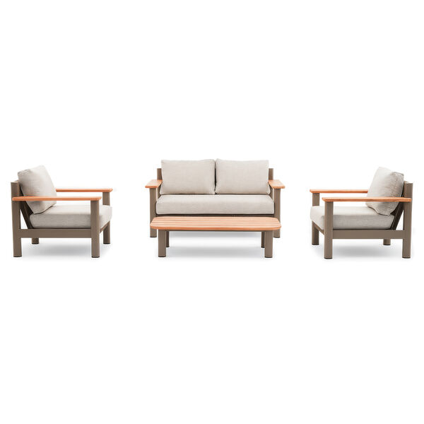 Sicily 2 Seat Sofa & Armchairs Set - Café Frame-Latte Cushions