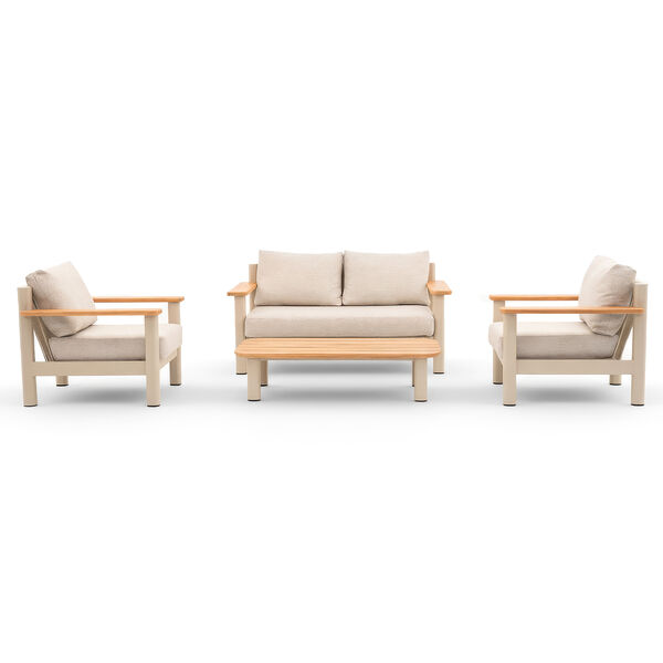 Sicily 2 Seat Sofa & Armchairs Set - Latte Frame/Latte Cushions