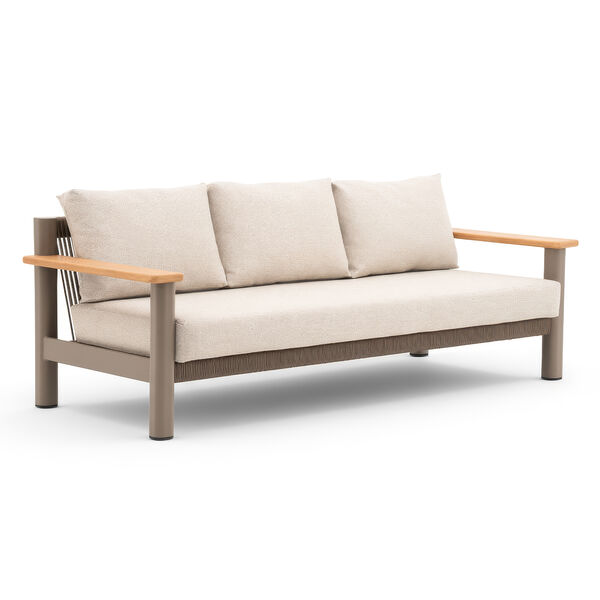 Sicily 3 Seat Sofa & Armchairs Set - Café Frame-Latte Cushions