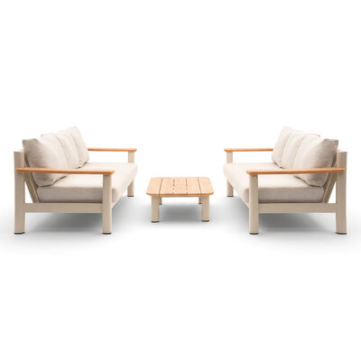 Sicily Sofa Set With 2 x 3 Seat Sofas - Latte Frame/Latte Cushions