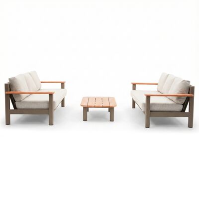 Sicily Sofa Set With 2 x 3 Seat Sofas - Café Frame-Latte Cushions