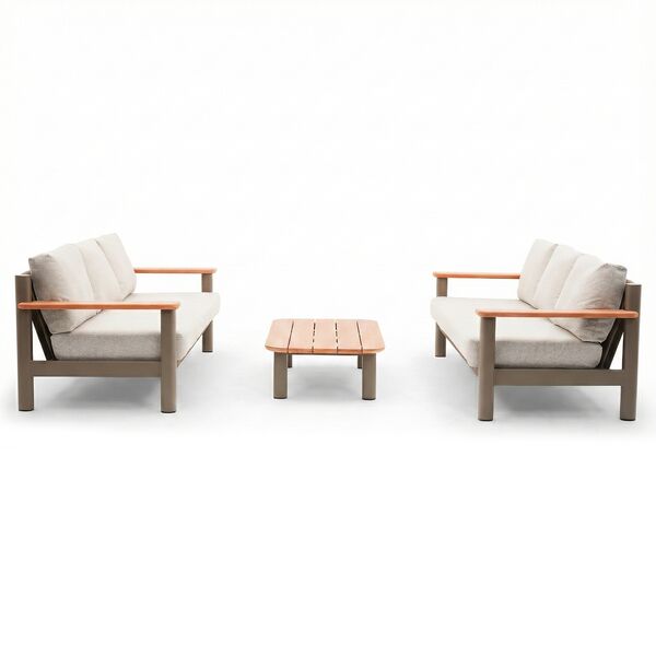Sicily Sofa Set With 2 x 3 Seat Sofas - Café Frame-Latte Cushions