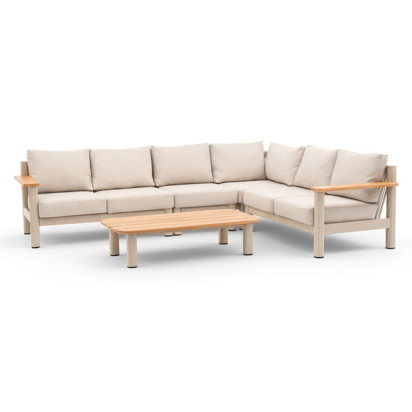 Sicily Large Corner Sofa Set - Latte Frame/Latte Cushions