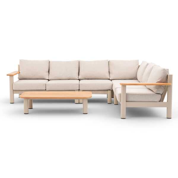 Sicily Large Corner Sofa Set - Latte Frame/Latte Cushions