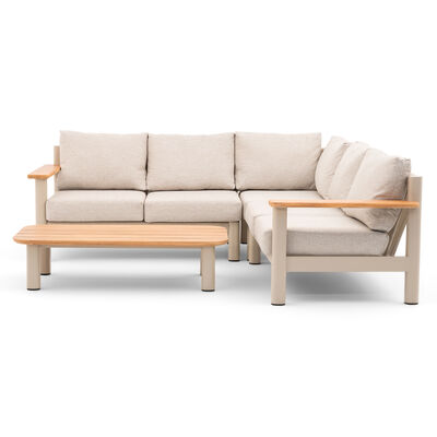 Sicily Corner Sofa Set - Latte Frame/Latte Cushions