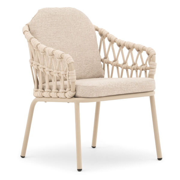 Sicily 6 Seat Round Table with Rope Chairs - Latte Frame/Latte Cushions