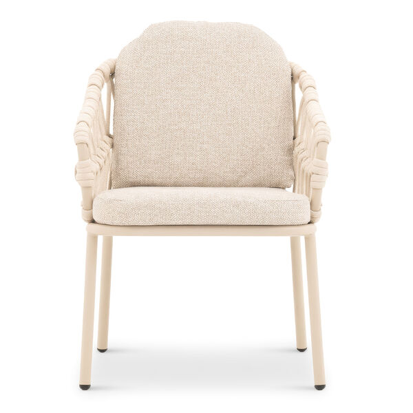 Sicily 6 Seat Round Table with Rope Chairs - Latte Frame/Latte Cushions