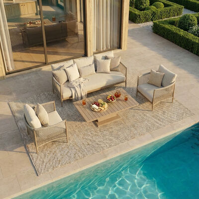 Havana 3 Seat Sofa Set With Rising Table - Natural Linen