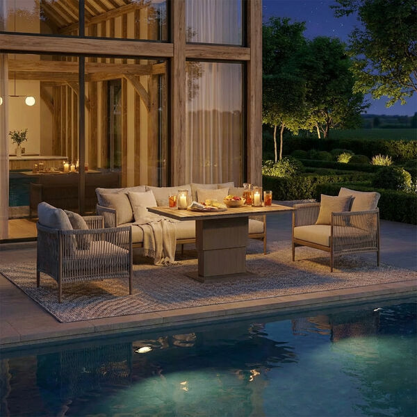 Havana 3 Seat Sofa Set With Rising Table - Natural Linen