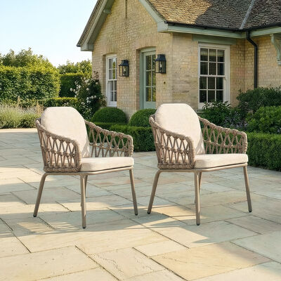 Sicily Rope Dining Chair 2 x -  Café Frame-Latte Cushions