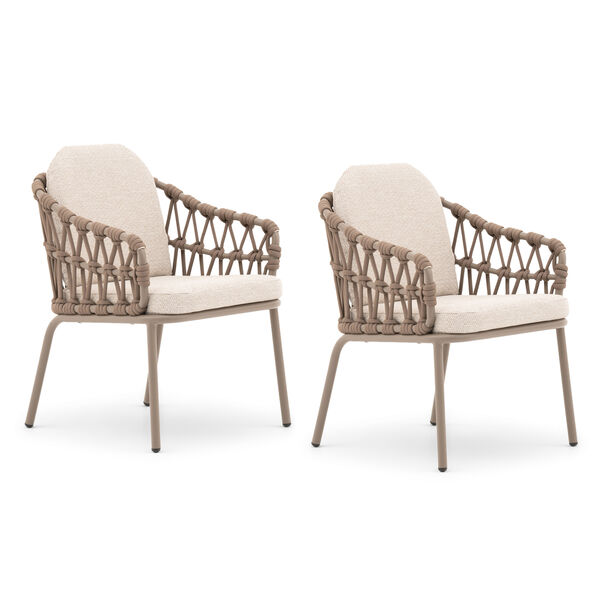 Sicily Rope Dining Chair 2 x -  Café Frame-Latte Cushions