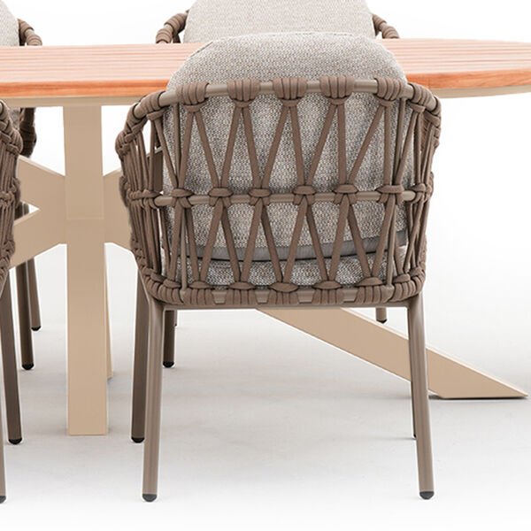 Sicily Rope Dining Chair 2 x -  Café Frame-Latte Cushions