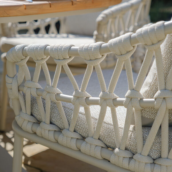 Sicily Rope Dining Chair 2 x - Latte Frame/Latte Cushions