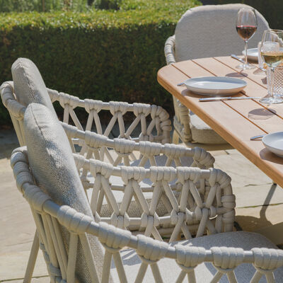 Sicily Rope Dining Chair 2 x - Latte Frame/Latte Cushions