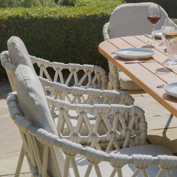 Sicily Rope Dining Chair 2 x - Latte Frame/Latte Cushions
