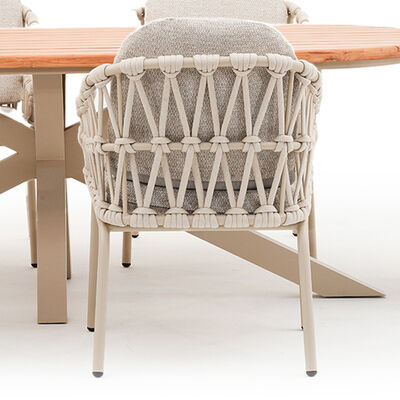 Sicily Rope Dining Chair 2 x - Latte Frame/Latte Cushions