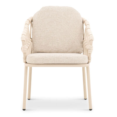 Sicily Rope Dining Chair 2 x - Latte Frame/Latte Cushions