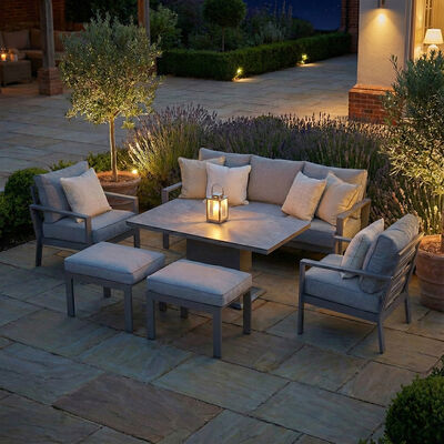 Montreal 3 Seat Sofa Set With Rising Table - Cool Linen