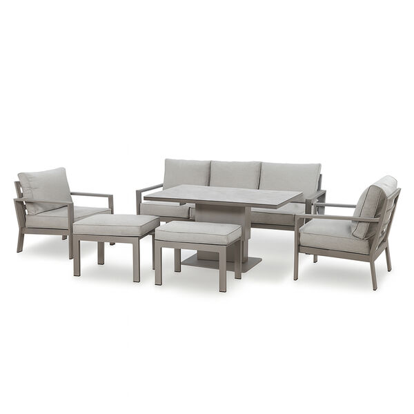 Montreal 3 Seat Sofa Set With Rising Table - Cool Linen