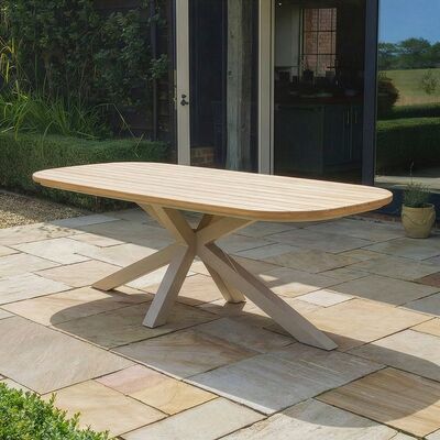 Sicily 6 Seat Rectangular Table - 210cm - Latte