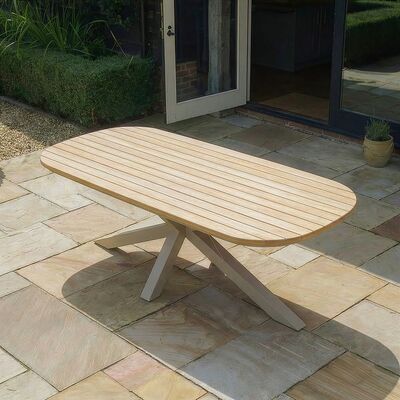 Sicily 6 Seat Rectangular Table - 210cm - Latte