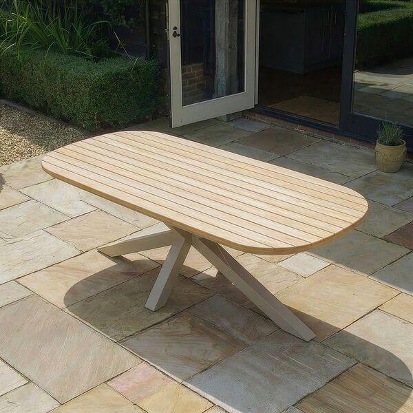 Sicily 6 Seat Rectangular Table - 210cm - Latte