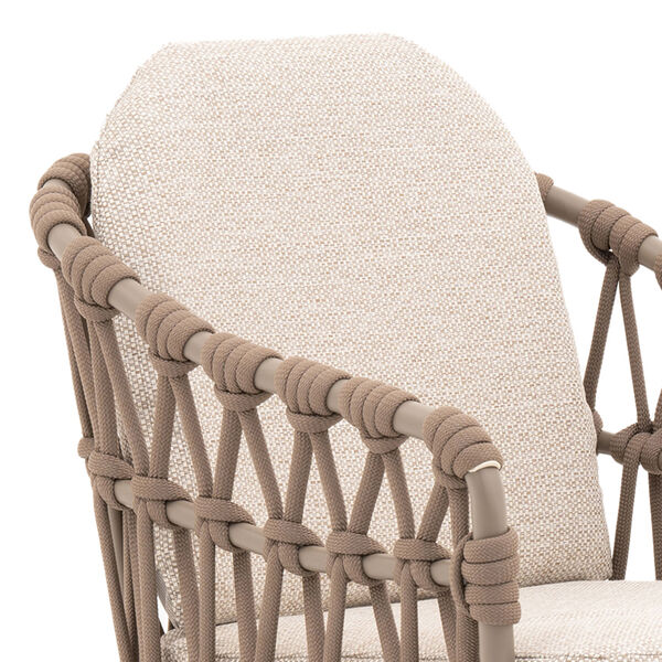 Sicily 6 Seat Rectangular Table with Rope Chairs - Cafe Frame-Latte Cushions