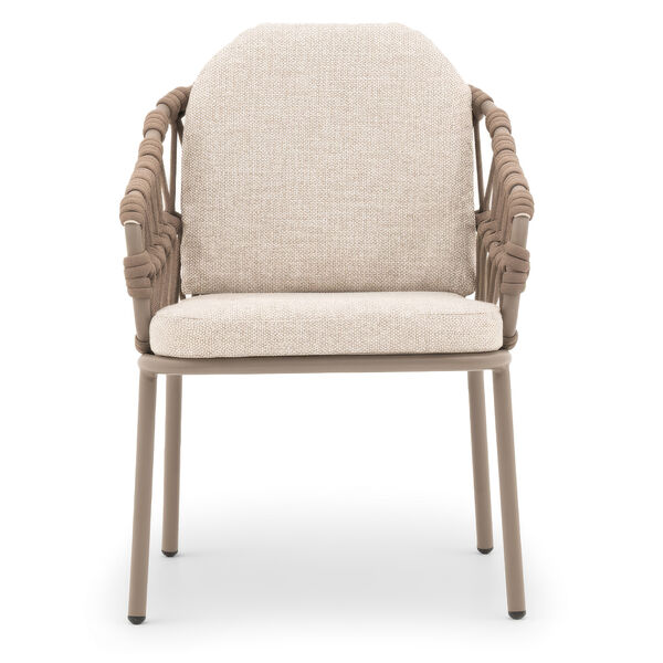 Sicily 6 Seat Rectangular Table with Rope Chairs - Cafe Frame-Latte Cushions