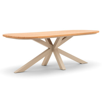 Sicily 6 Seat Rectangular Table with Rope Chairs - Cafe Frame-Latte Cushions