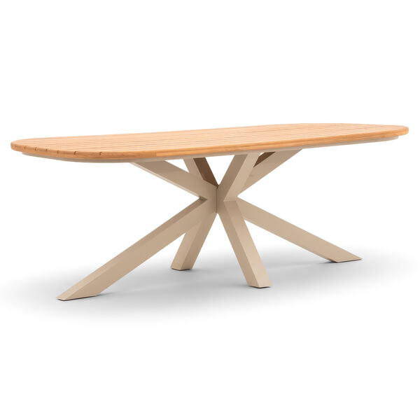 Sicily 6 Seat Rectangular Table with Rope Chairs - Cafe Frame-Latte Cushions