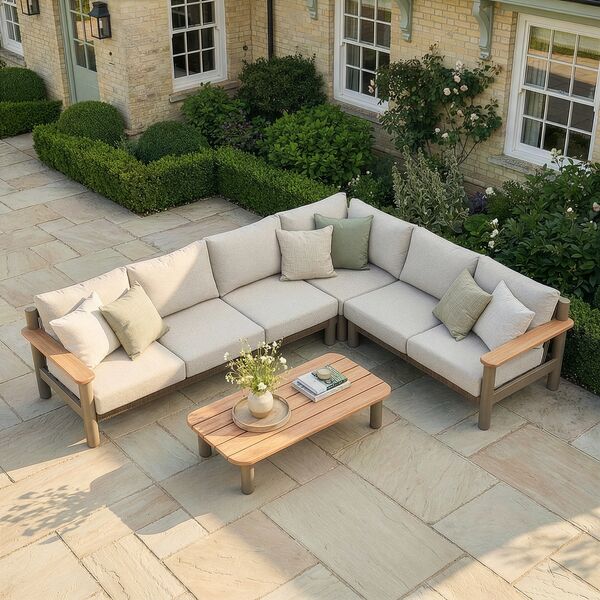 Sicily Large Corner Sofa Set - Café Frame-Latte Cushions