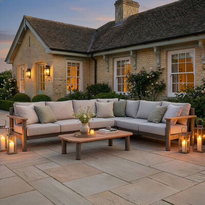 Sicily Large Corner Sofa Set - Café Frame-Latte Cushions