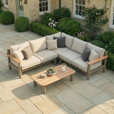 Sicily Corner Sofa Set - Café Frame-Latte Cushions