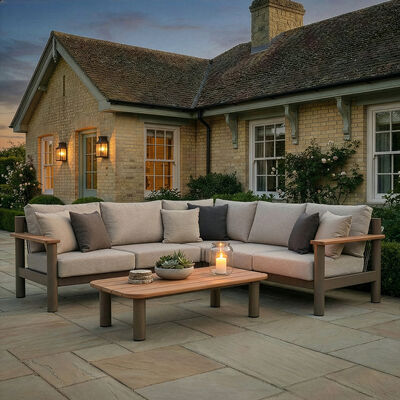 Sicily Corner Sofa Set - Café Frame-Latte Cushions