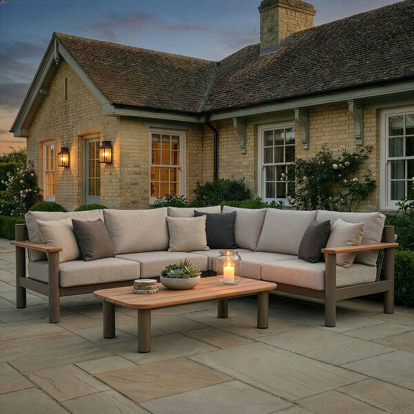 Sicily Corner Sofa Set - Café Frame-Latte Cushions