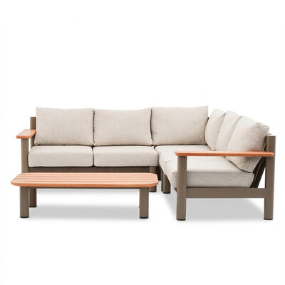 Sicily Corner Sofa Set - Café Frame-Latte Cushions