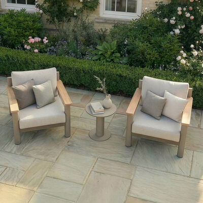 Sicily 2 Seat Lounge Set  - Cafe Frame-Latte Cushion