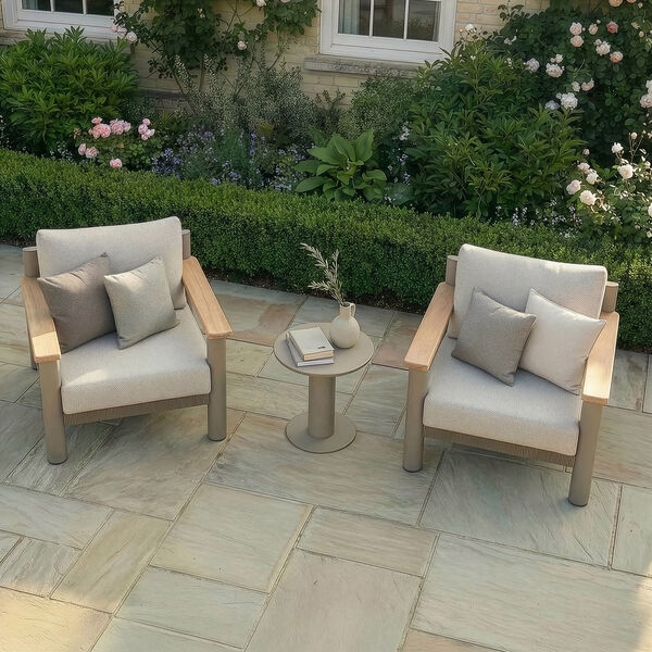 Sicily 2 Seat Lounge Set  - Cafe Frame-Latte Cushion