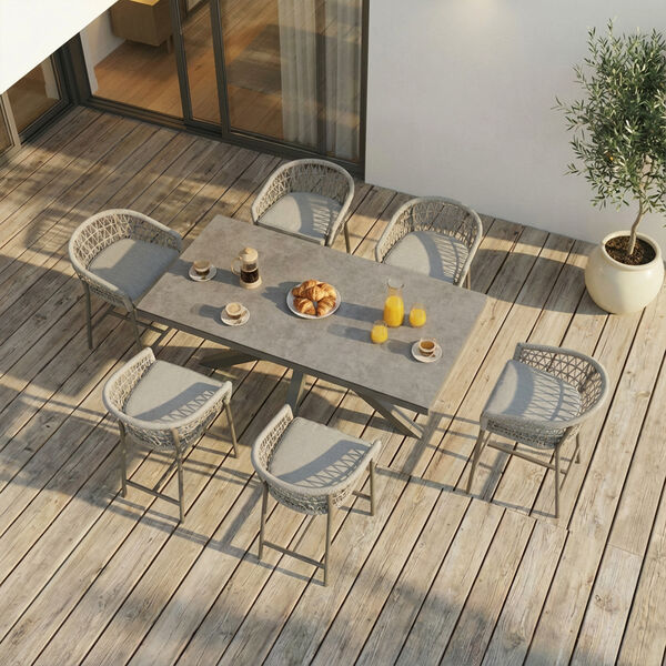 Monaco 6 Seat Low Bar Table - Cool Linen