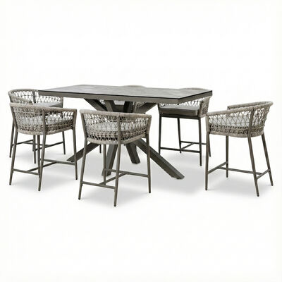 Monaco 6 Seat Low Bar Table - Cool Linen
