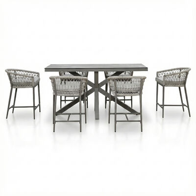 Monaco 6 Seat Low Bar Table - Cool Linen